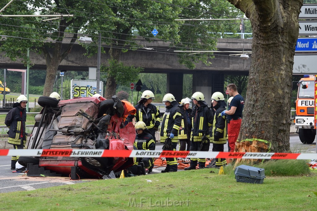 Schwerer VU Pkw Baum Koeln Deutz Messekreisel P201.JPG - Miklos Laubert